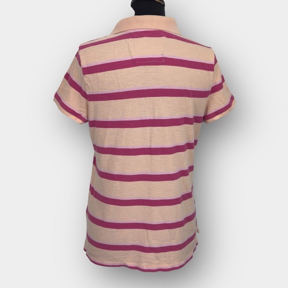 American Eagle Pink & Cream Striped Polo Shirt Women's XL Slim Fit (Runs Small) - Picture 3 of 9